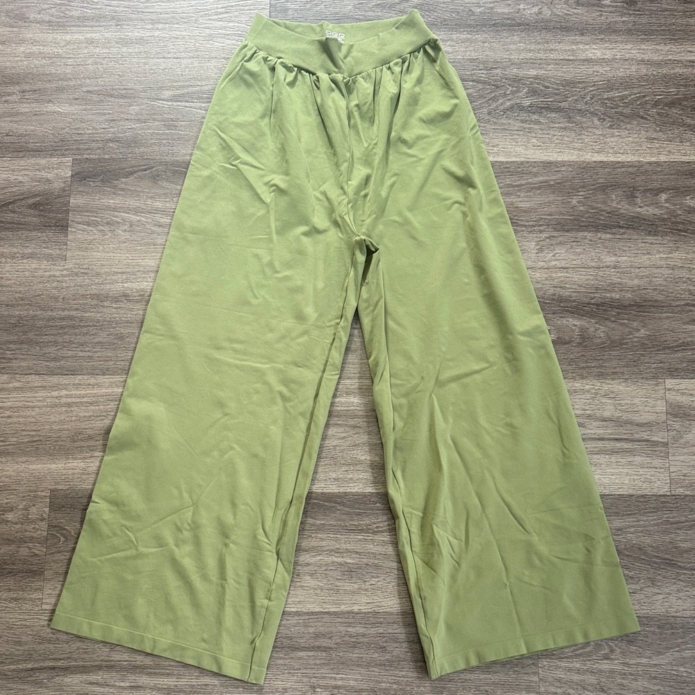 OQQ High raise Wide-Leg Green Pants Medium Casual Women’s Stretch